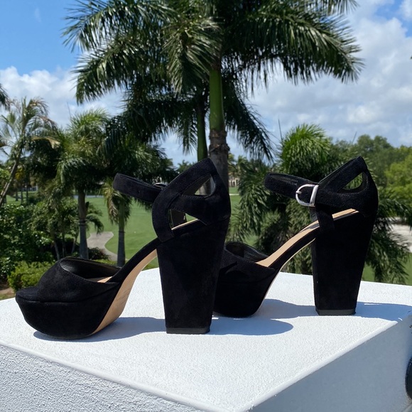 Via Spiga Black Suede Platforms - Picture 2 of 11